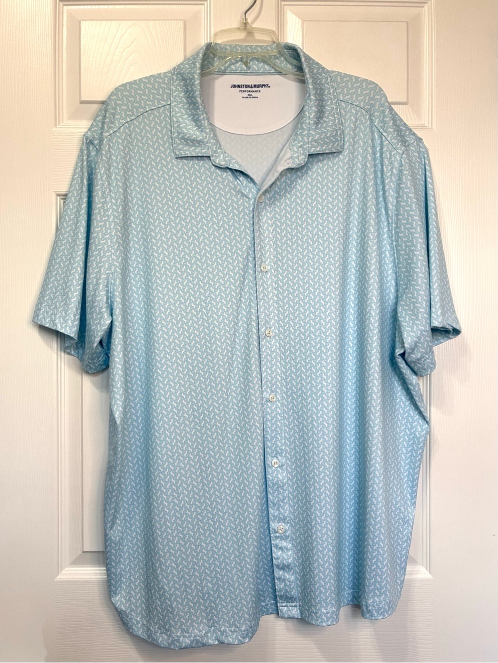 Johnson & Murphy Performance Polo Shirt Mens 3XL Blue Short Sleeve Button Up